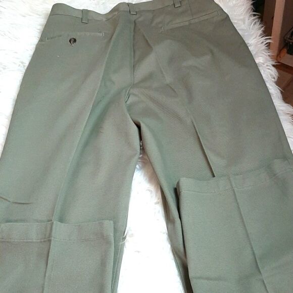 Haggar  Mens‎ Cotton  Trousers Green Pleated 34x32 NWT - Picture 6 of 7